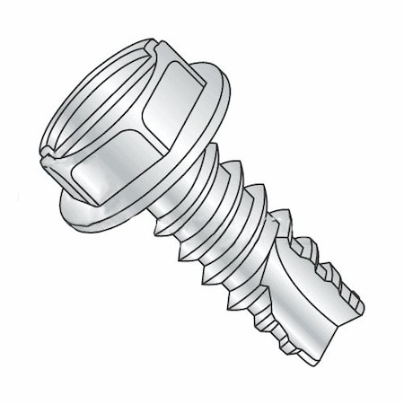 Newport Fasteners Thread Cutting Screw, #6 x 1 in, Zinc Plated Steel Hex Head Slotted Drive, 6700 PK 380031-6700